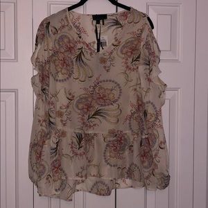 i Jeans By Buffalo Cold Shoulder Paisley Blouse